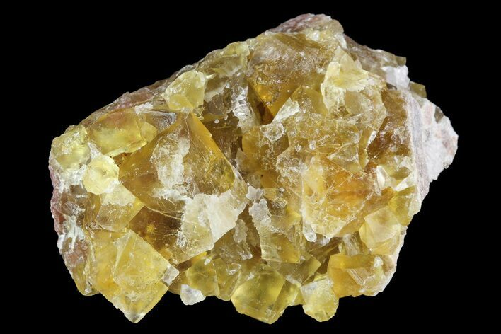 Lustrous Yellow Cubic Fluorite Crystal Cluster - Morocco #84243